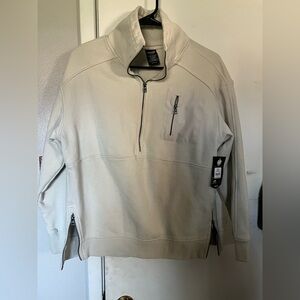 Women’s Ave Q zip trail jacket silver birch Cream Quarter-Zip Sweater small